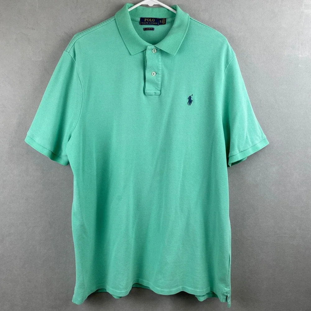 Polo Ralph Lauren Mens XL Classic Fit Mint Green Cotton Pique SS Shirt Old Money